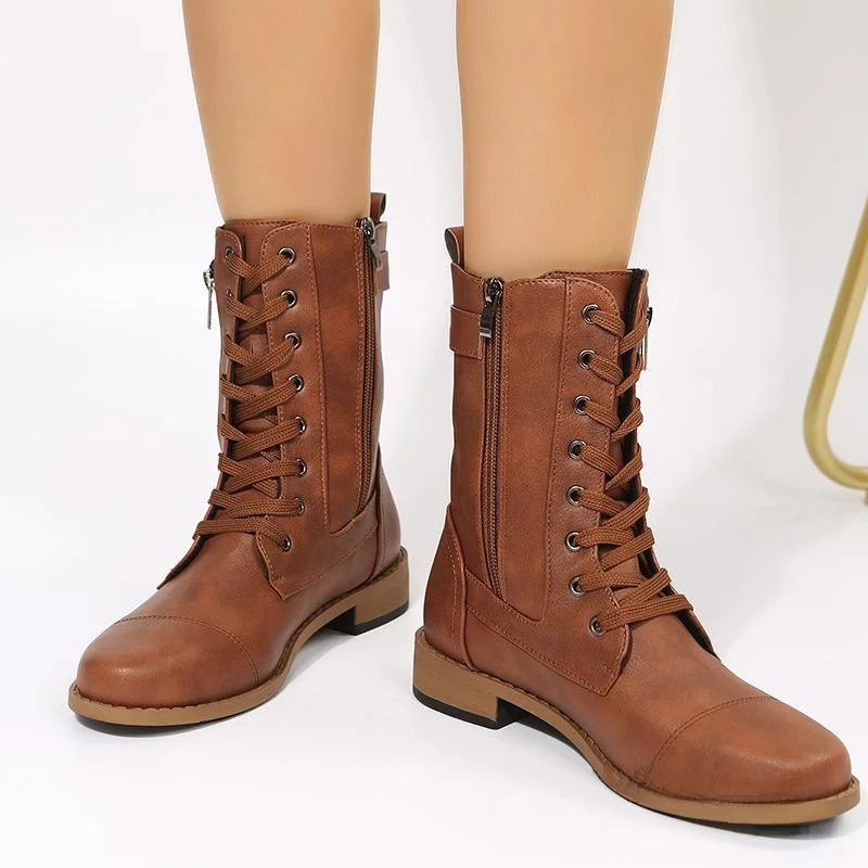 Women's Mid-Calf Belted Booties Flat Low Heel Side Zip Thin Faion Boots PU Leather round Toe Rubber Outsole Winter Boots
Women's Mid-Calf Belted Booties Flat Low Heel Side Zip Thin Faion Boots PU Leather round Toe Rubber Outsole Winter Boots