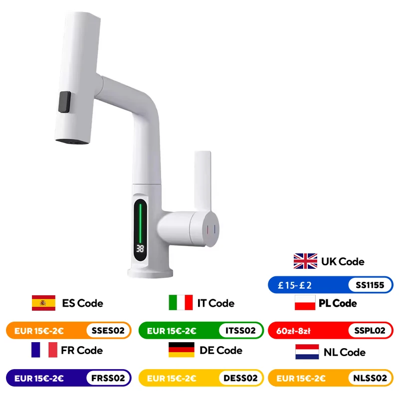 White Intelligent Digital Display Waterfall Pull Out Kitchen Faucet Cold Hot Mixer Taps Rotatable Sink Lifting Basin Faucet
White Intelligent Digital Display Waterfall Pull Out Kitchen Faucet Cold Hot Mixer Taps Rotatable Sink Lifting Basin Faucet