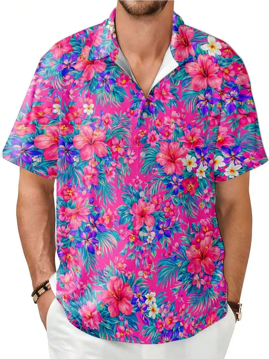 Mens Pink Tropical Floral Print Short Sleeve Button Down Shirt Casual Summer Beach Shirt
Mens Pink Tropical Floral Print Short Sleeve Button Down Shirt Casual Summer Beach Shirt