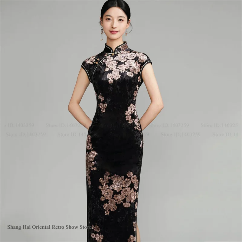 Сексуальное бархатное платье-ципао с разрезом, традиционный китайский костюм, винтажное классическое китайское платье-чонсам, платье в стиле ханьфу, длинное платье в восточном стиле
Сексуальное бархатное платье-ципао с разрезом, традиционный китайский костюм, винтажное классическое китайское платье-чонсам, платье в стиле ханьфу, длинное платье в восточном стиле