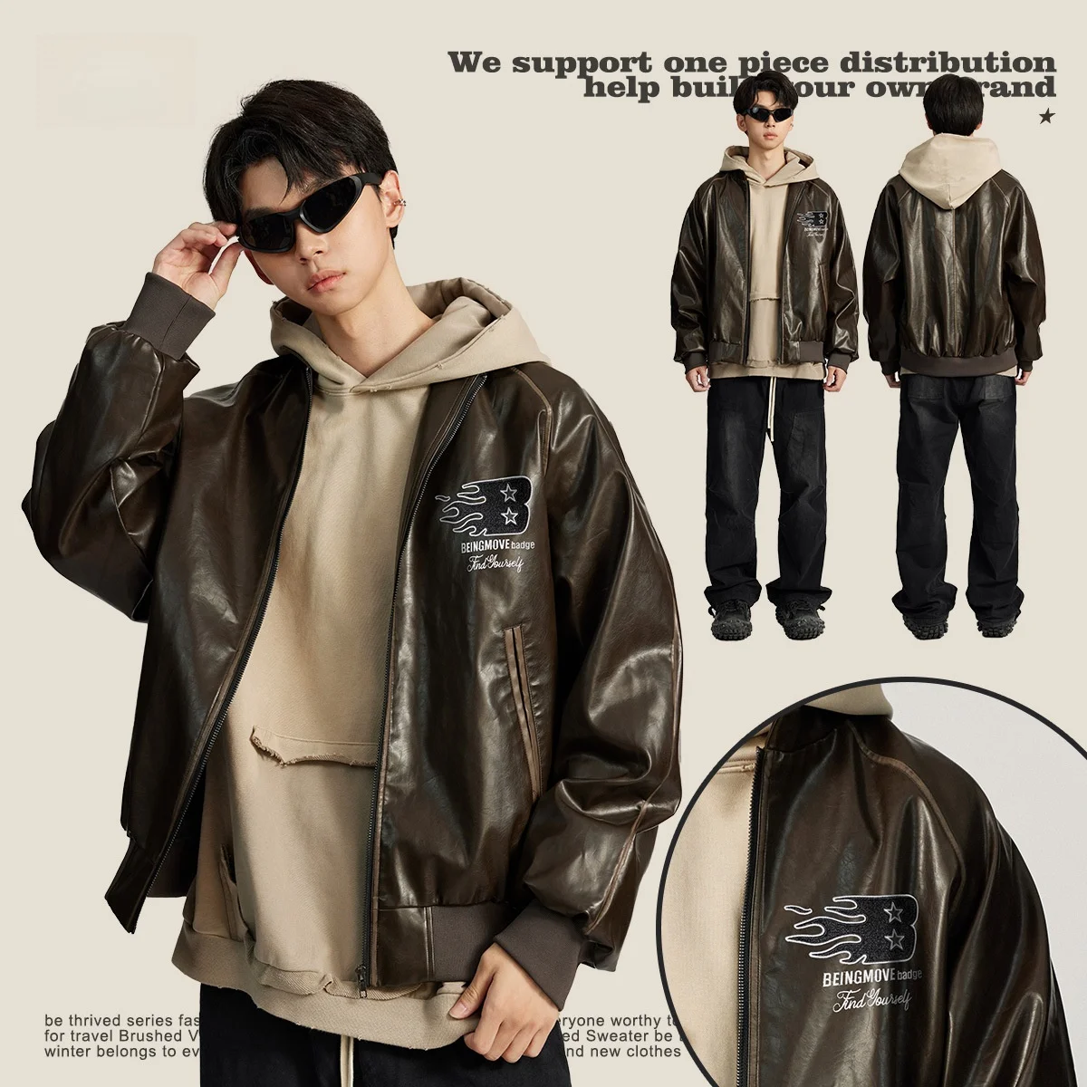 Men's Spring Jaet Motorcycle Pilot Coat Barn Sle Outerwear Thiened Long Sve Stand Collar Universal Fit Polyurethane
Men's Spring Jaet Motorcycle Pilot Coat Barn Sle Outerwear Thiened Long Sve Stand Collar Universal Fit Polyurethane