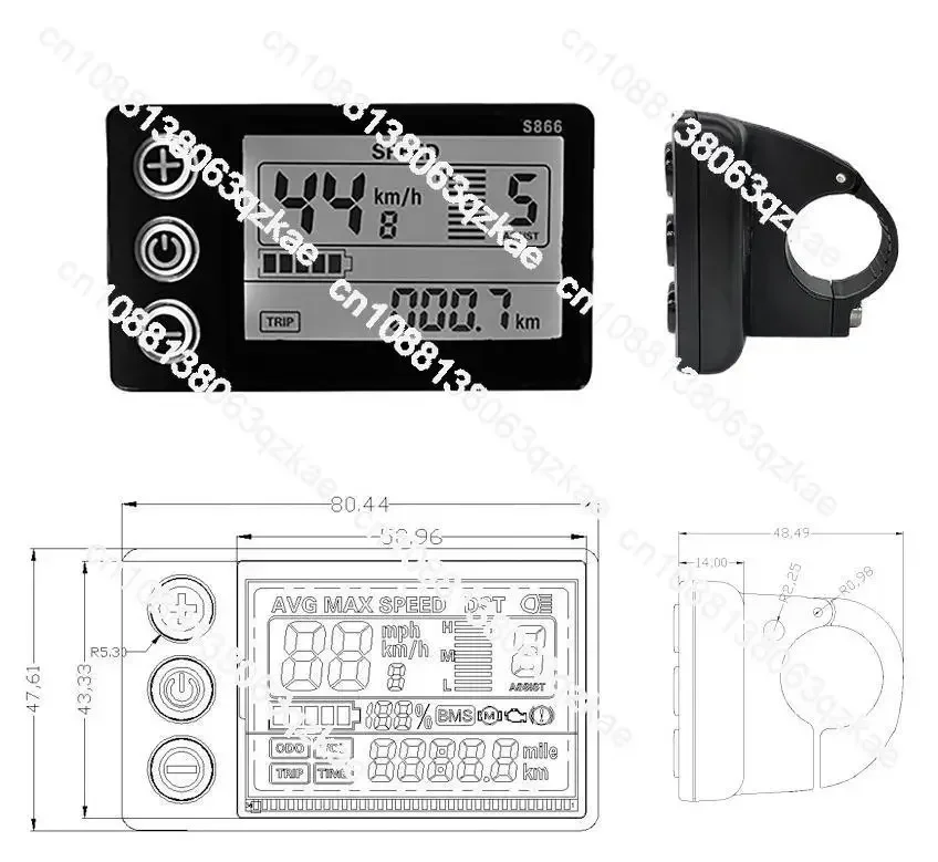 Electric bicycle lithium battery LCD instrument display switch S866 smart display 36 volts 48 volts
Electric bicycle lithium battery LCD instrument display switch S866 smart display 36 volts 48 volts