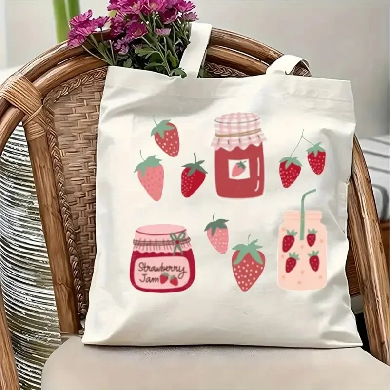 Cute Strawberry Pattern Print Canvas Tote Bag Reusable Grocery Shoulder Bag Handbag Shopping Gift Bag for Travel Canvas Tote
Cute Strawberry Pattern Print Canvas Tote Bag Reusable Grocery Shoulder Bag Handbag Shopping Gift Bag for Travel Canvas Tote