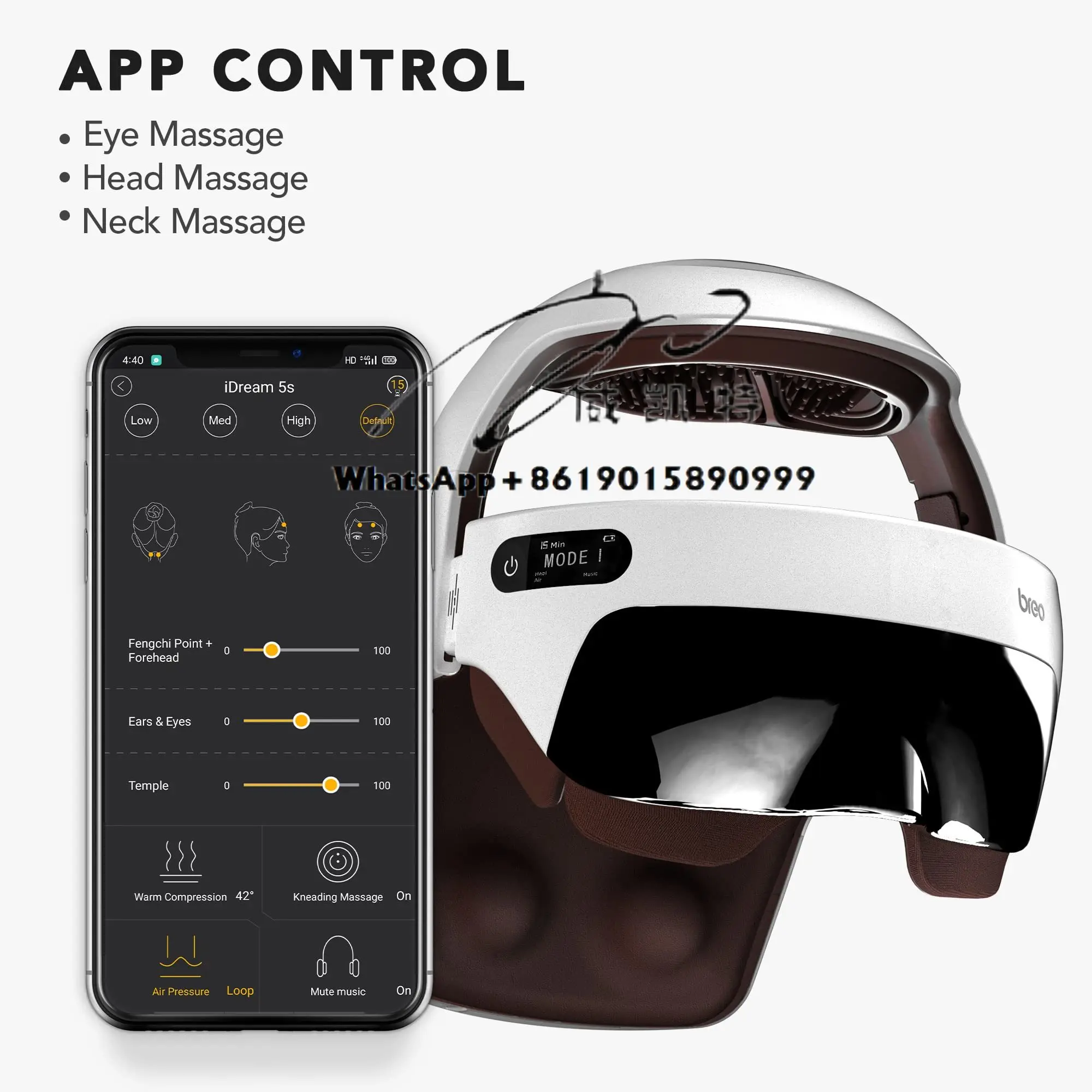 Breo iDream5s Electric Head Massager, Eye & Neck Massage Helmet with Heat, Kneading, Pressure, APP Control Scratcher for Relax
Breo iDream5s Electric Head Massager, Eye & Neck Massage Helmet with Heat, Kneading, Pressure, APP Control Scratcher for Relax