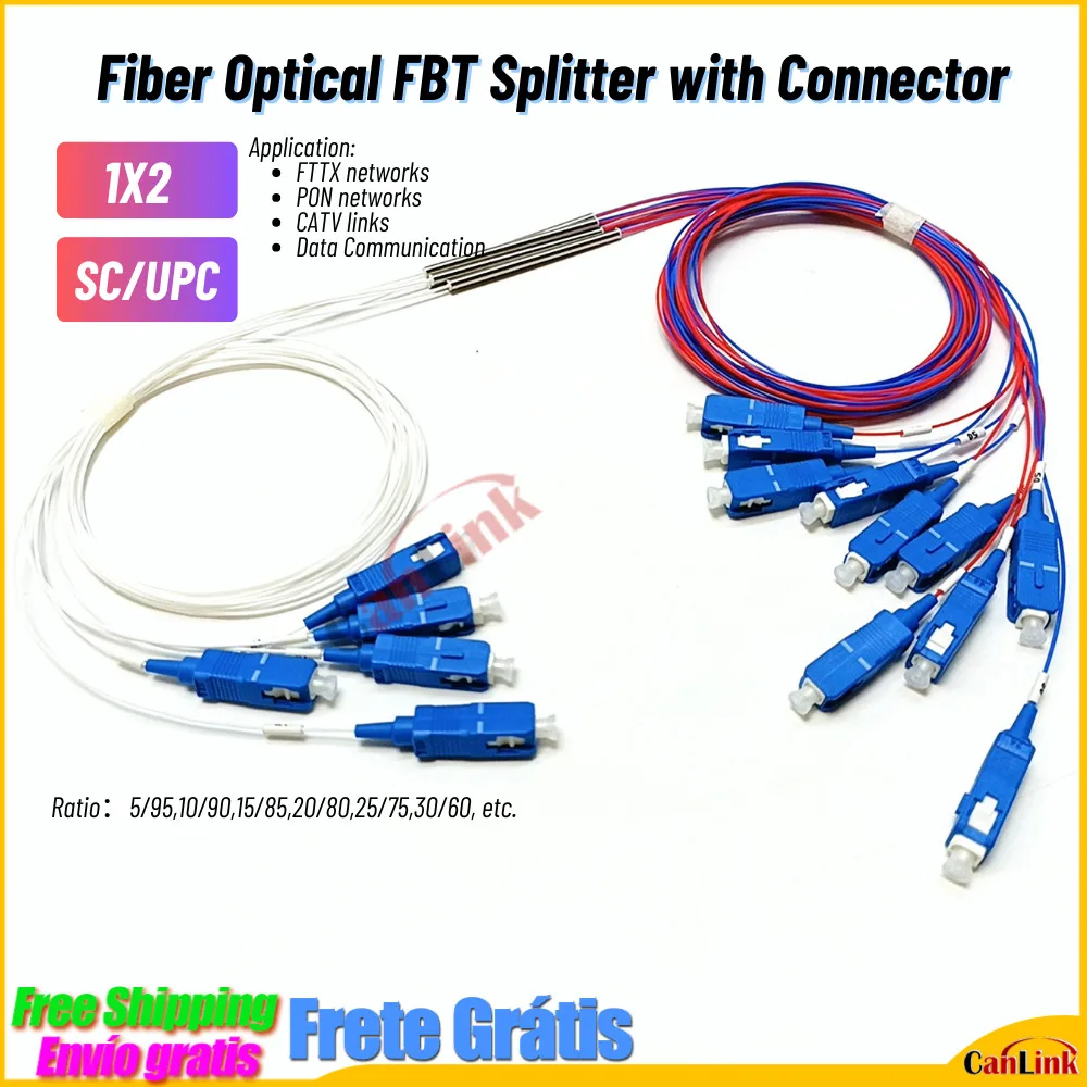 10Pcs/Lot Fiber Optic FBT SC UPC 1X2 10/90 0.9mm With Connector Ulance Coupler Optional Splitter Ratio
10Pcs/Lot Fiber Optic FBT SC UPC 1X2 10/90 0.9mm With Connector Ulance Coupler Optional Splitter Ratio