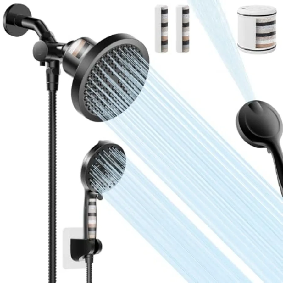 Shower Heads With Handheld Spray Combo, 6" High Pressure Rain Shower Head with Filters, 5" Handheld Filtered Shower Head, Dual
Shower Heads With Handheld Spray Combo, 6" High Pressure Rain Shower Head with Filters, 5" Handheld Filtered Shower Head, Dual