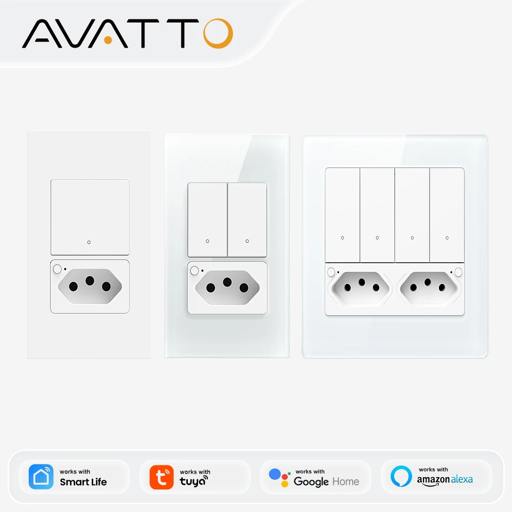 AVATTO 4x2/4x4 WiFi Light Switch & Socket,Support Two-Ways Control,AVATTO APP Remote Control.
AVATTO 4x2/4x4 WiFi Light Switch & Socket,Support Two-Ways Control,AVATTO APP Remote Control.