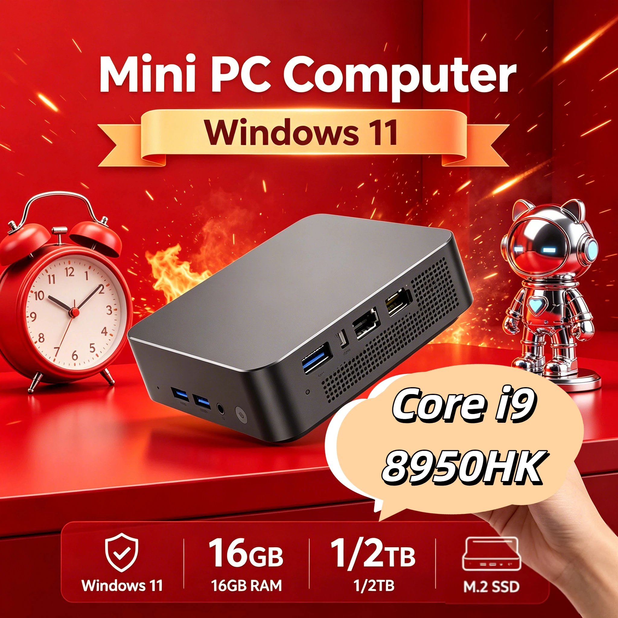 3 Years Warranty Core i9 8950HK Mini PC Windows 11 Pro 32GB RAM 1TB 2TB SSD WIFI 6 BT5.2 4K HD Office Study Desktop
3 Years Warranty Core i9 8950HK Mini PC Windows 11 Pro 32GB RAM 1TB 2TB SSD WIFI 6 BT5.2 4K HD Office Study Desktop