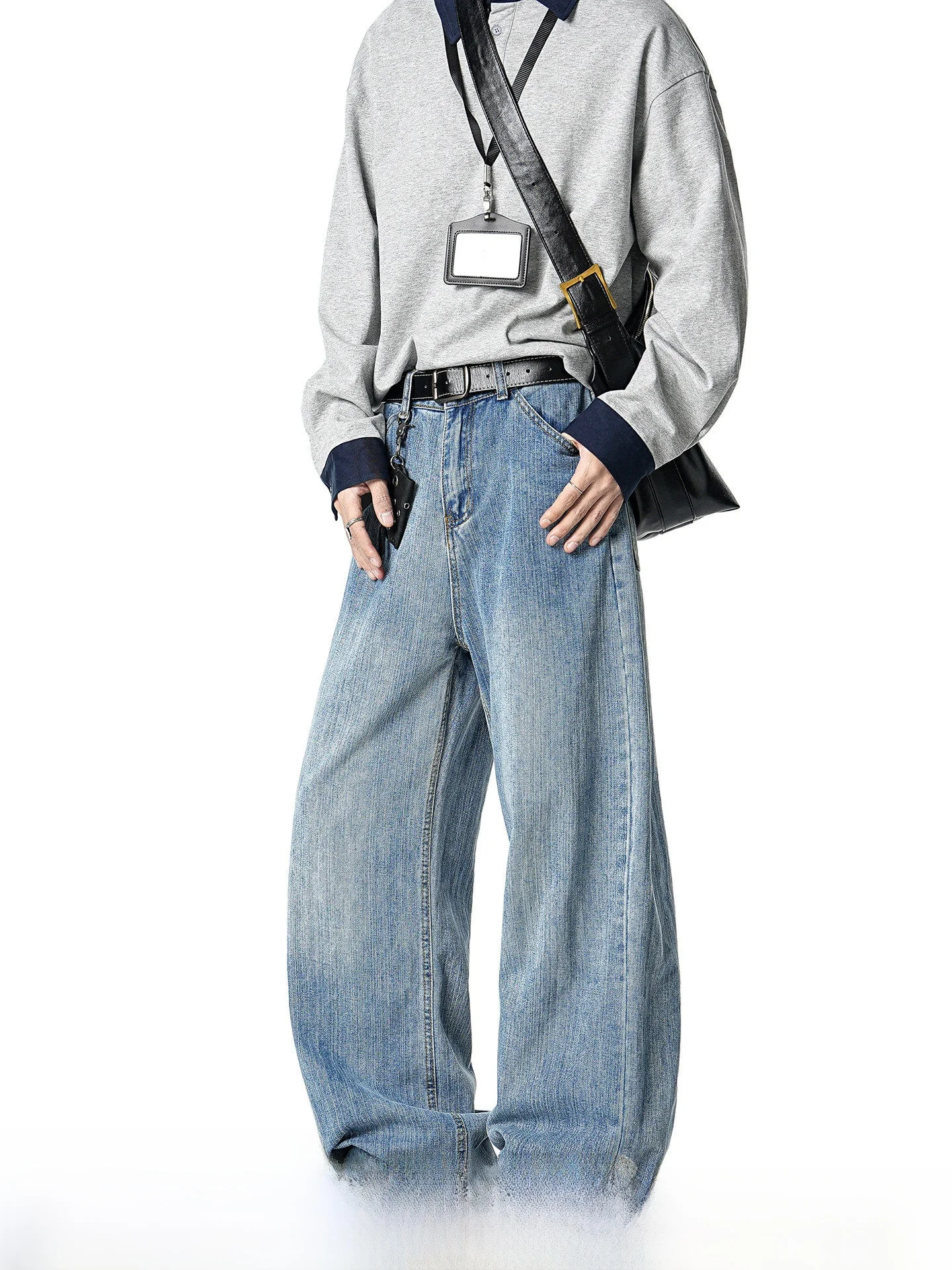 Light Blue Men's Straight Leg Jeans American Style Cleanfit Summer Casual Cotton Denim Gradual Pattern mid Waist Zipper Fly
Light Blue Men's Straight Leg Jeans American Style Cleanfit Summer Casual Cotton Denim Gradual Pattern mid Waist Zipper Fly