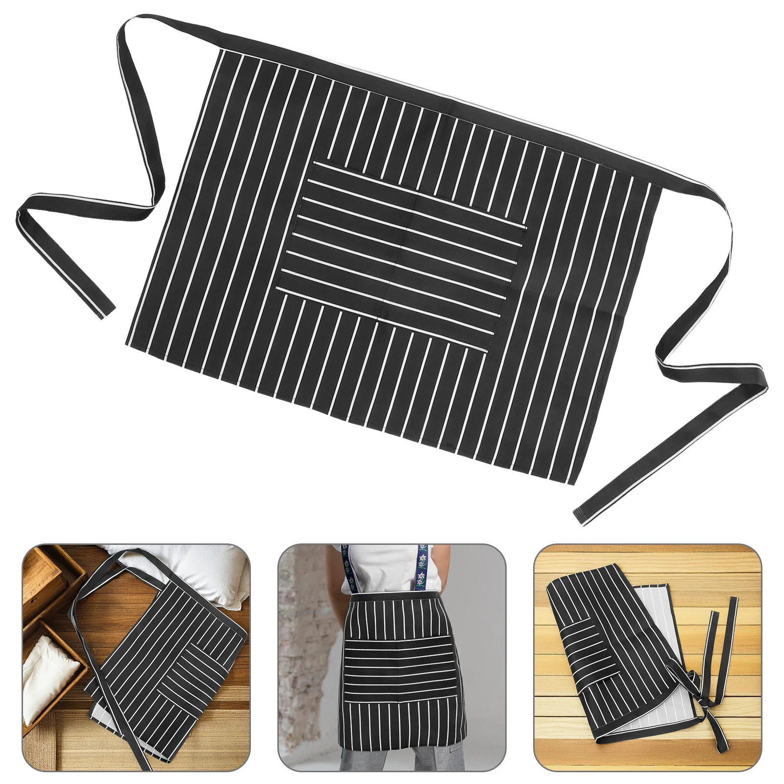 2Pcs Half Aprons Black White Striped Waitress Adjustable Waist Tie Large Pockets Restaurant Cafe Food Service Waitress Apron
2Pcs Half Aprons Black White Striped Waitress Adjustable Waist Tie Large Pockets Restaurant Cafe Food Service Waitress Apron