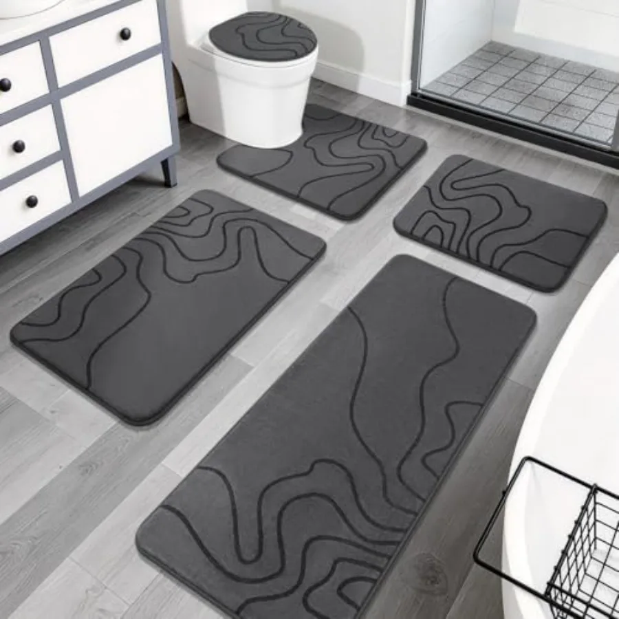 Memory Foam Bathroom Rugs Sets 5 Pcs - Extra Thick Ultra Soft Absorbent Bath Mat Set Non-Slip Machine Washable Bath Rugs for Ba
Memory Foam Bathroom Rugs Sets 5 Pcs - Extra Thick Ultra Soft Absorbent Bath Mat Set Non-Slip Machine Washable Bath Rugs for Ba