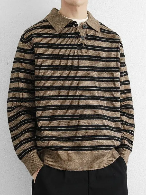 High-End Sweater Men's Casual Knitted Long Sve irt Vintage Striped Collared Autumn Winter Faion Comfortable Polye...
High-End Sweater Men's Casual Knitted Long Sve irt Vintage Striped Collared Autumn Winter Faion Comfortable Polye...