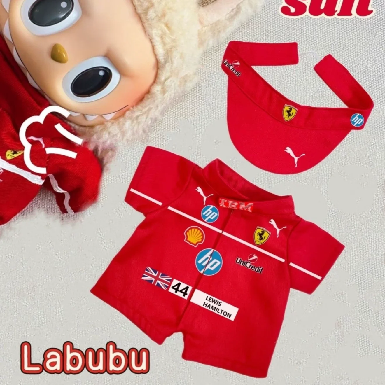 Только одежда для Labubu 17 см V1 V2 V3 Red F1, комплект гоночного костюма, подвески, аксессуары, аксессуары, аксессуары без кукол 
Только одежда для Labubu 17 см V1 V2 V3 Red F1, комплект гоночного костюма, подвески, аксессуары, аксессуары, аксессуары без кукол