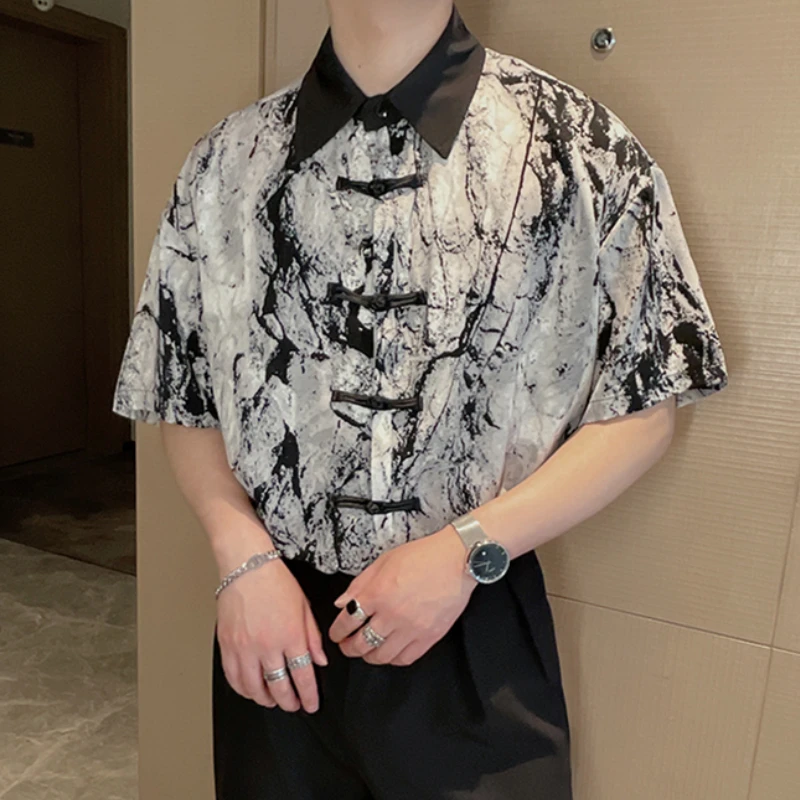 Chinese Style Buckle Tie Dyed Short Sleeved Shirt for Men's Summer Retro Ice Silk Shirt Fashion Loose Casual Social Men Clothing
Chinese Style Buckle Tie Dyed Short Sleeved Shirt for Men's Summer Retro Ice Silk Shirt Fashion Loose Casual Social Men Clothing