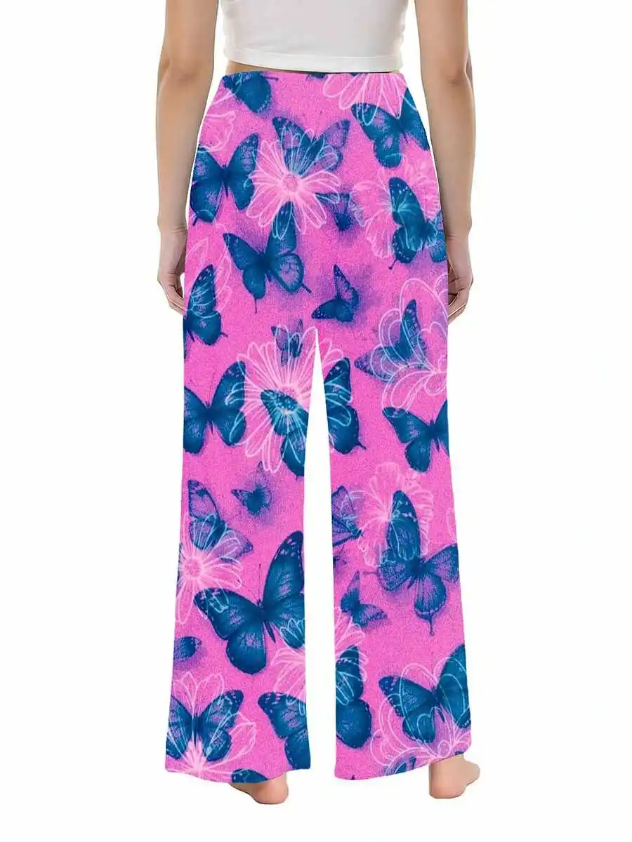 Women Wide Leg Straight Pants With Butterfly Floral Print Casual Sporty Wear
Women Wide Leg Straight Pants With Butterfly Floral Print Casual Sporty Wear