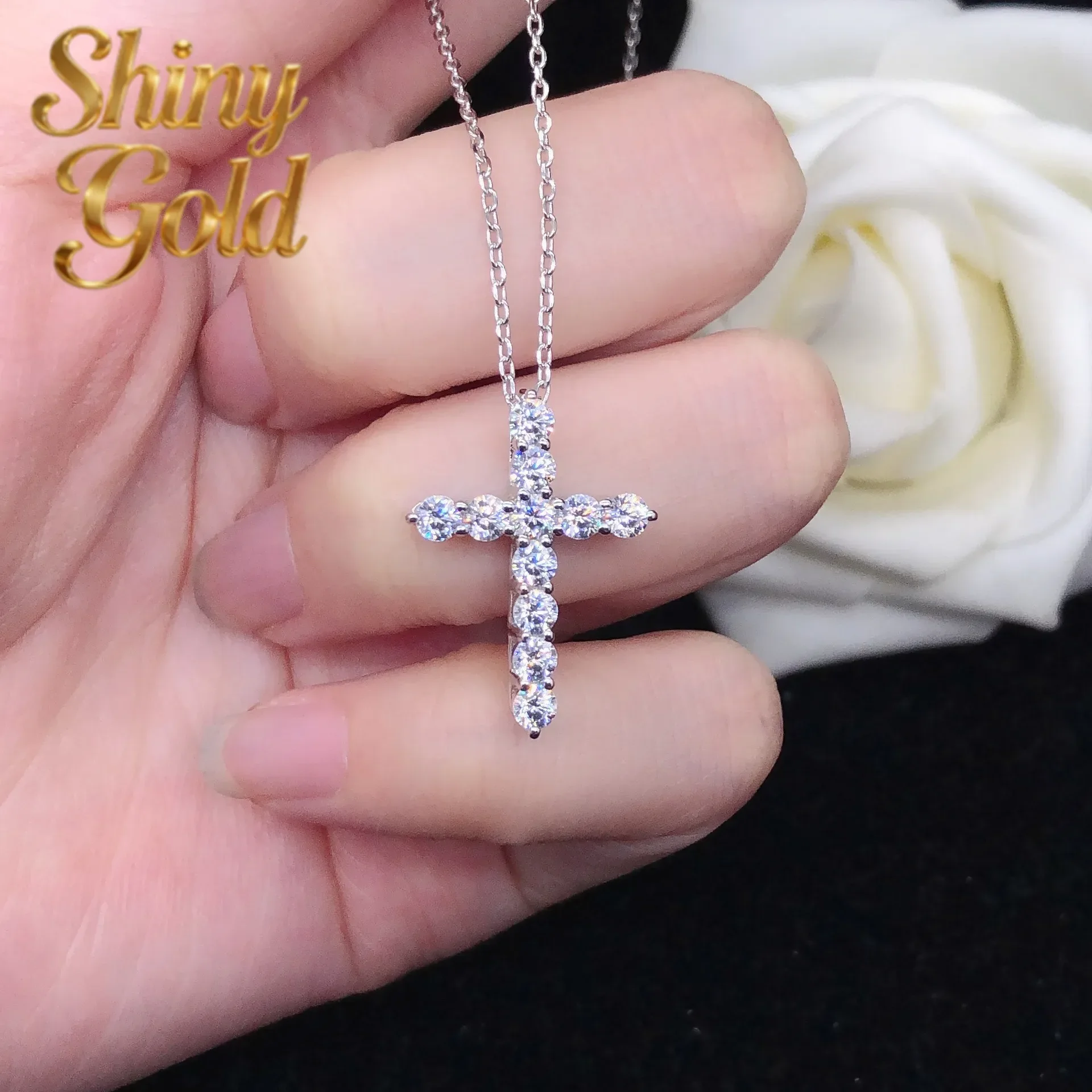 ShinyGold Luxury Solid Platinum PT950 Moissanite Diamond Necklace Cross Diamond Pendant Necklace
ShinyGold Luxury Solid Platinum PT950 Moissanite Diamond Necklace Cross Diamond Pendant Necklace