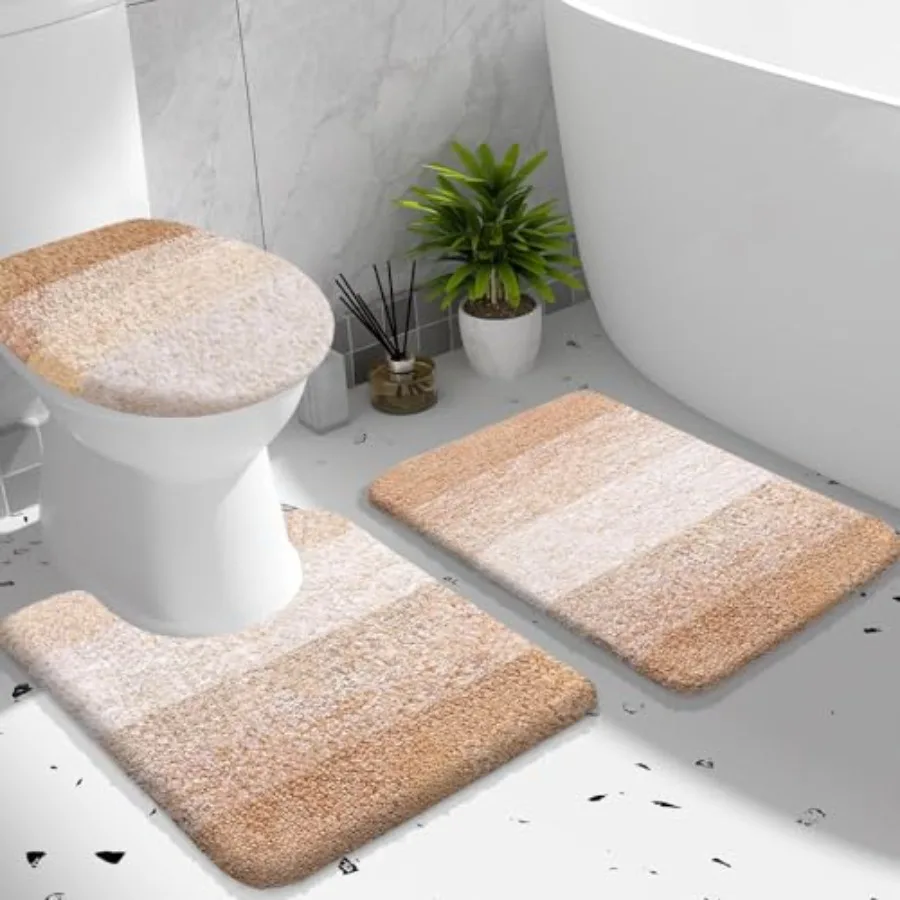 Bathroom Rugs Sets 3 Pcs Soft Microfiber Absorbent Bath Mat U-Shaped Contour Toilet Mat and Toilet Lid Cover Quick Dry Machine
Bathroom Rugs Sets 3 Pcs Soft Microfiber Absorbent Bath Mat U-Shaped Contour Toilet Mat and Toilet Lid Cover Quick Dry Machine