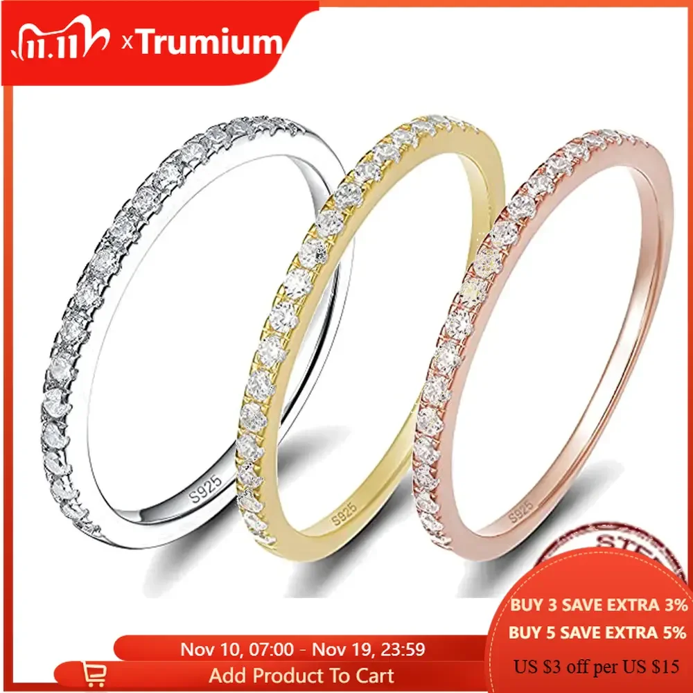 Trumium 2mm 925 Sterling Silver Rings For Women Zircon Inlaid Half Eternity Stacktable Ring Fine Jewelry for Wedding Anniversary
Trumium 2mm 925 Sterling Silver Rings For Women Zircon Inlaid Half Eternity Stacktable Ring Fine Jewelry for Wedding Anniversary