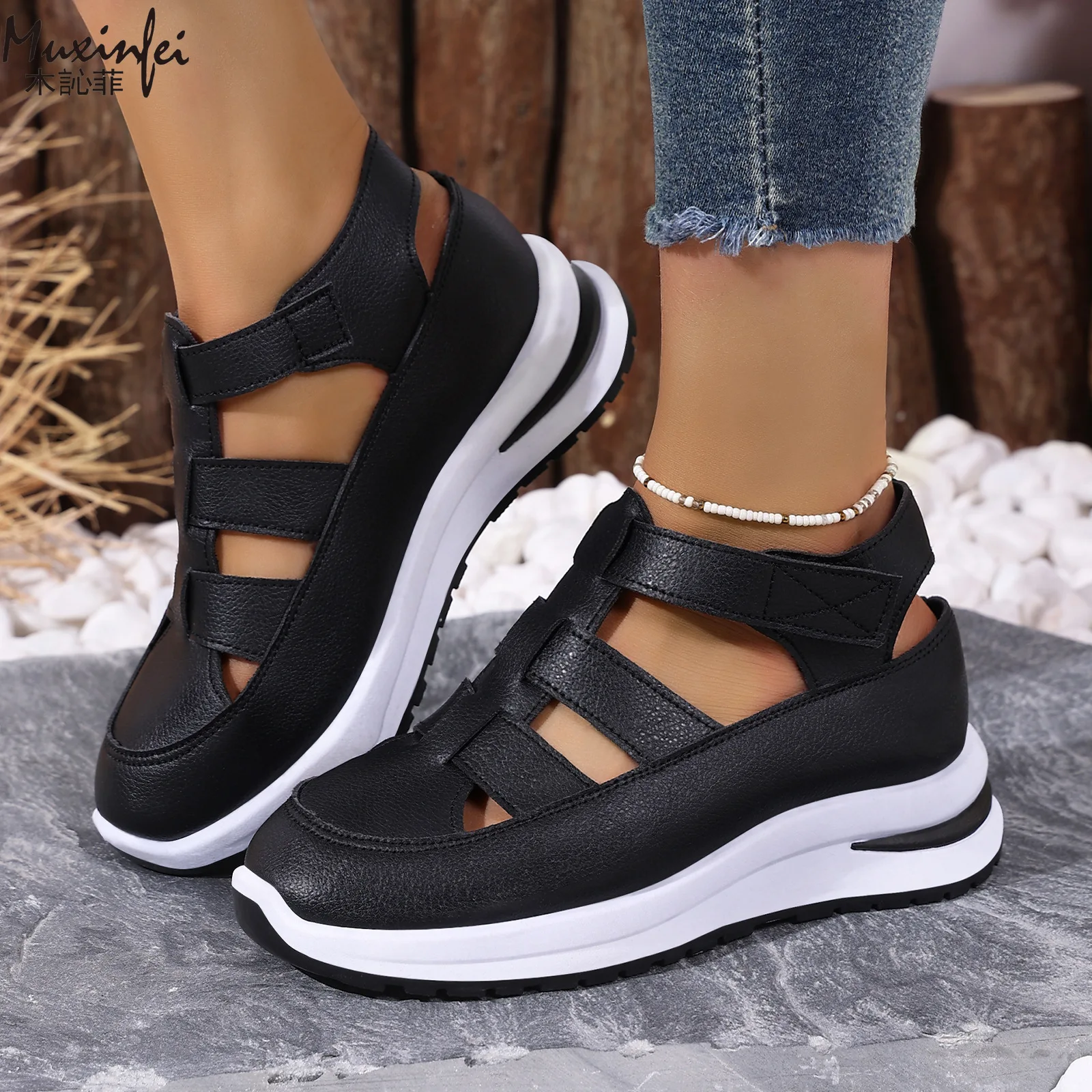 Sandals women's summer new thick soled toe cap casual women's shoes hollow breathable versatile sandals
Sandals women's summer new thick soled toe cap casual women's shoes hollow breathable versatile sandals