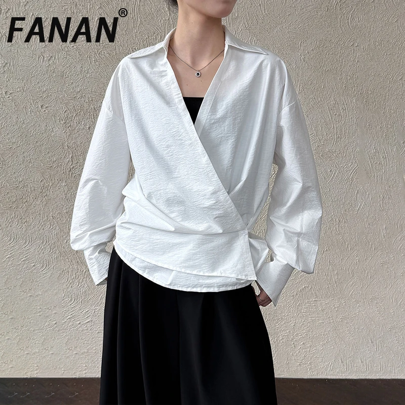 FANAN Irregular Gathered Waist Pullover Shirts Women's Lapel Long Sleeve Temperament Fit Female Blouses Fashion 2025 Autumn New
FANAN Irregular Gathered Waist Pullover Shirts Women's Lapel Long Sleeve Temperament Fit Female Blouses Fashion 2025 Autumn New