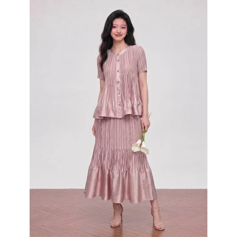 Miyake Pleated Skirt Set Plisse 2026 Summer New Pleats Shirt Collar Fishtail Jupe Solid Color Elegant High-end Fold Set Women
Miyake Pleated Skirt Set Plisse 2026 Summer New Pleats Shirt Collar Fishtail Jupe Solid Color Elegant High-end Fold Set Women