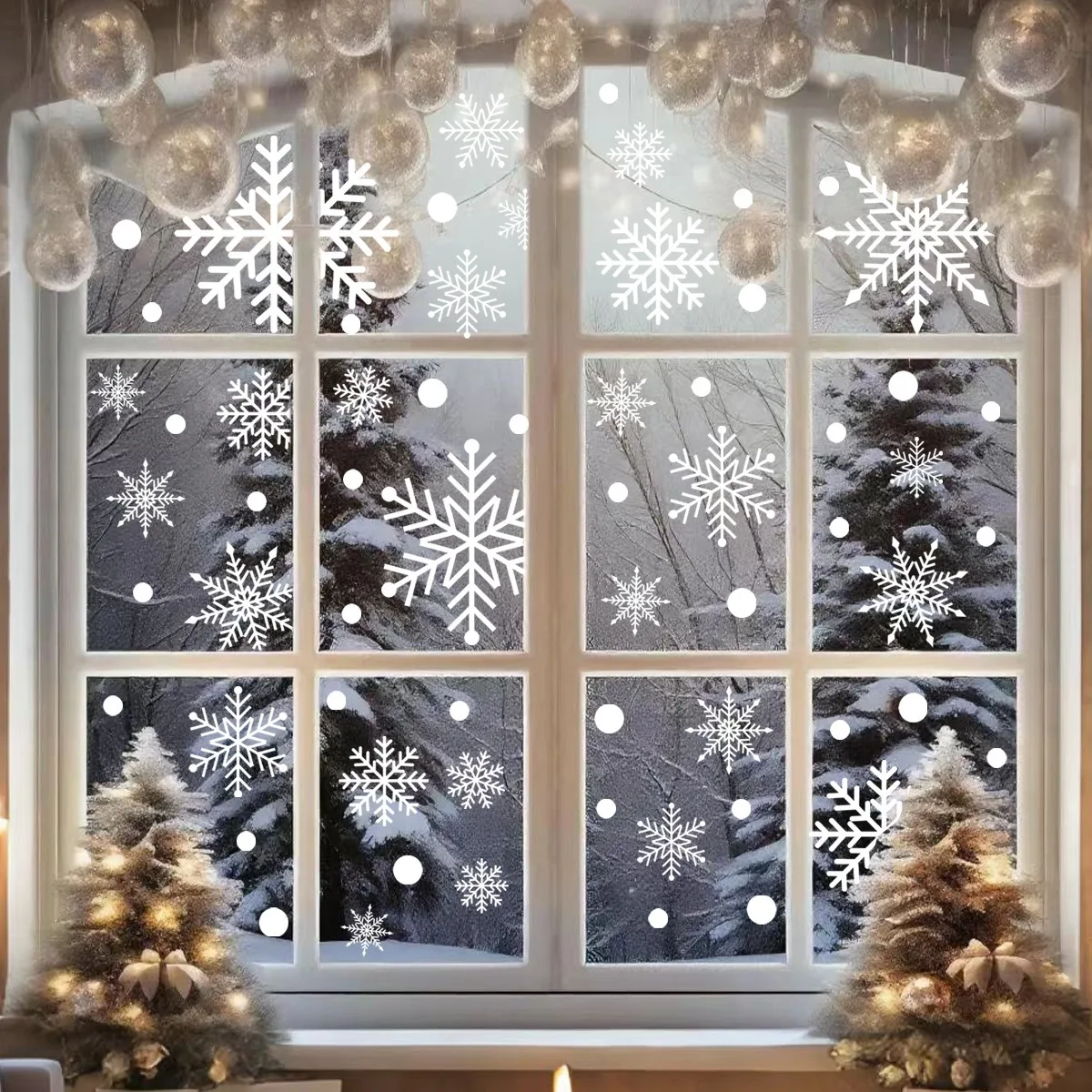 Large Christmas Glass Stickers White House Window Decals Hanging Ball Snowflake Double Sided Holiday Party Decor
Large Christmas Glass Stickers White House Window Decals Hanging Ball Snowflake Double Sided Holiday Party Decor
