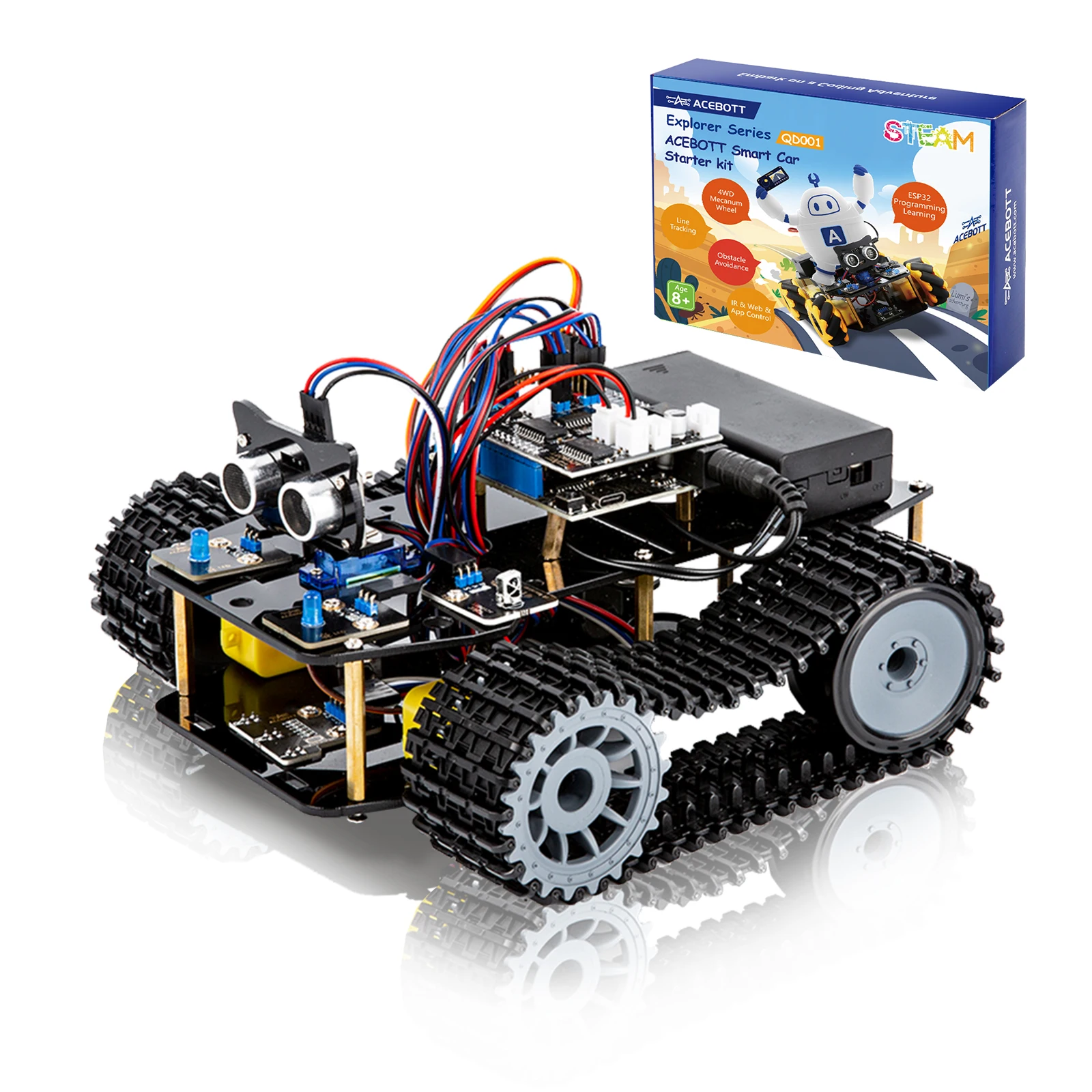ACEBOTT Smart Robot Tank Car Kit with ESP32 for Arduino Robotics STEM Science Kits Coding Cool Engineering Building Toys
ACEBOTT Smart Robot Tank Car Kit with ESP32 for Arduino Robotics STEM Science Kits Coding Cool Engineering Building Toys