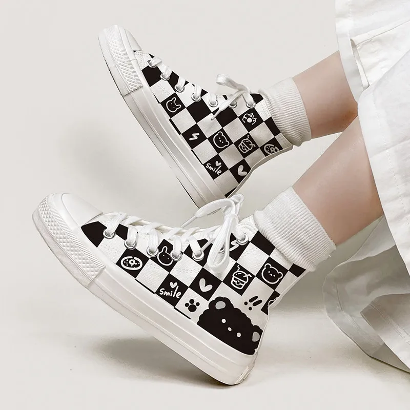 Original Design Cute Checkerboard High Top Canvas Shoes Women's Versatile Lace Up Board Shoes Student Campus Canvas Shoes
Original Design Cute Checkerboard High Top Canvas Shoes Women's Versatile Lace Up Board Shoes Student Campus Canvas Shoes