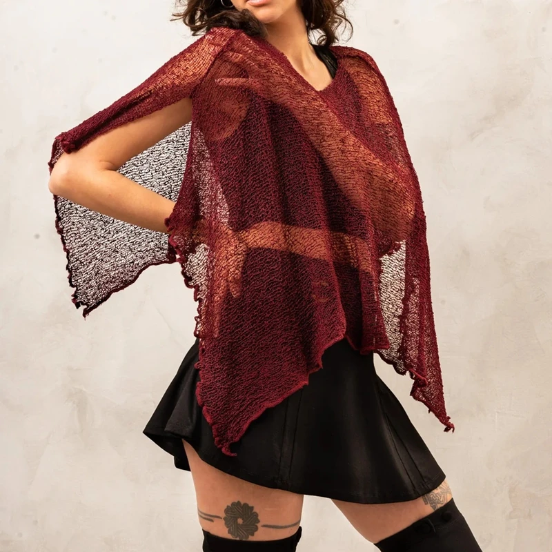 Women's Knitted Poncho Pullovers Loose Solid Boat Neck Asymmetrical Sheer See Thru Coverup Tops Casual Shrug Sweaters
Women's Knitted Poncho Pullovers Loose Solid Boat Neck Asymmetrical Sheer See Thru Coverup Tops Casual Shrug Sweaters