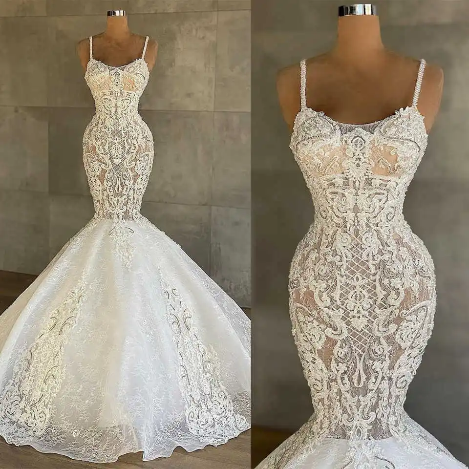Classic Mermaid Wedding Dress Appliques Sequins Sweetheart Neck Bride Gowns Ruffles Lace Sweep Train Bridal Dresses Customized
Classic Mermaid Wedding Dress Appliques Sequins Sweetheart Neck Bride Gowns Ruffles Lace Sweep Train Bridal Dresses Customized