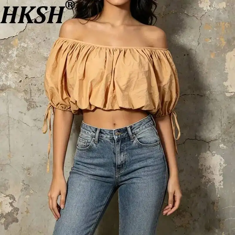 HKSH Women Shirt French Style Sweet Slash Neck Pleated Stylish Puff Sleeve Off Shoulder Chic Ins Short Blouse Summer New HK24588
HKSH Women Shirt French Style Sweet Slash Neck Pleated Stylish Puff Sleeve Off Shoulder Chic Ins Short Blouse Summer New HK24588