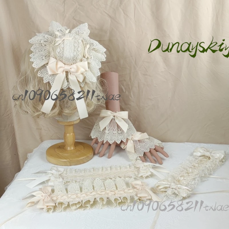 Handmade Japanese Bow Hat Elegant Ivory Lolita Headdress Floral Accent Tea Party Bridal Cosplay Matching Wrist Cuffs Hair Ribbon
Handmade Japanese Bow Hat Elegant Ivory Lolita Headdress Floral Accent Tea Party Bridal Cosplay Matching Wrist Cuffs Hair Ribbon