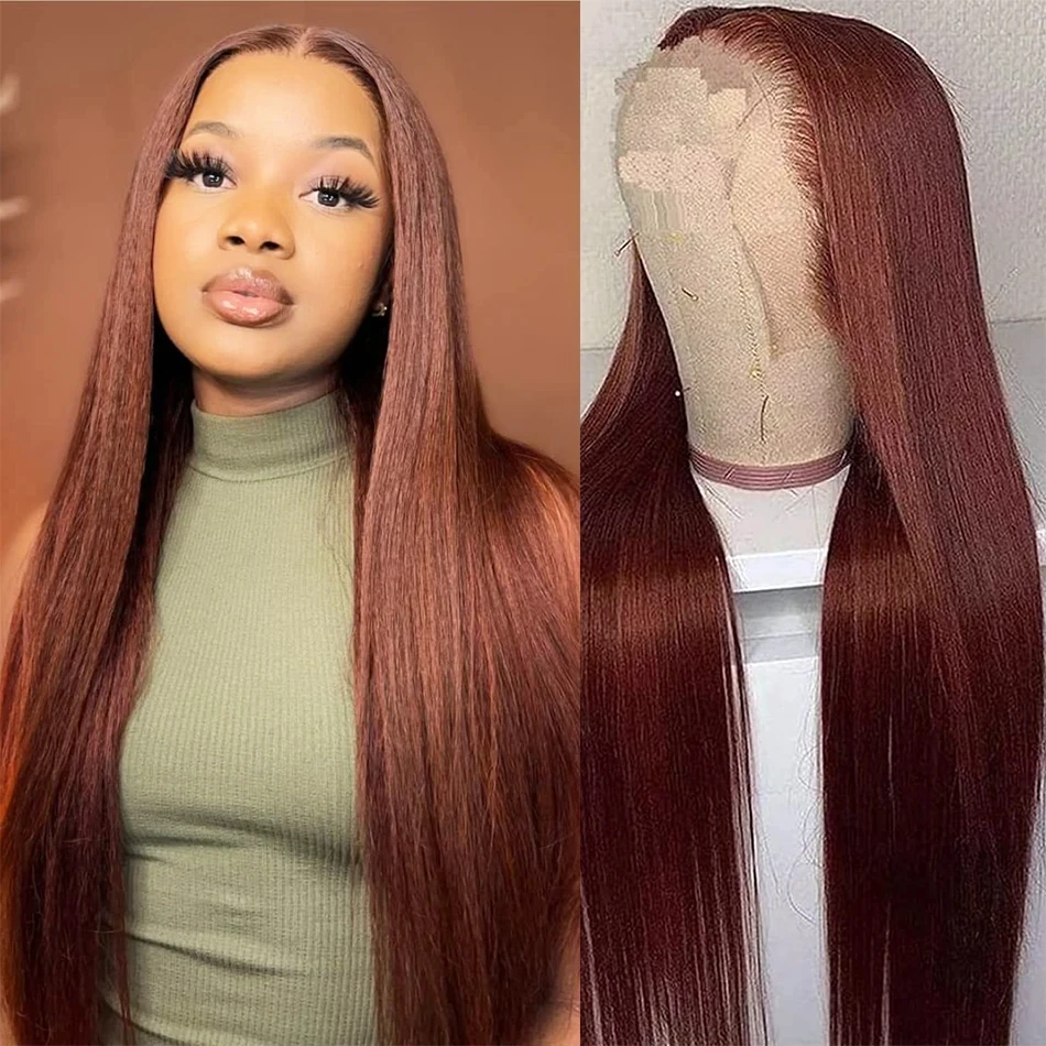 Reddish Brown Bone Straight Human Hair Frontal Wigs 13x4 Transparent Lace Front Wig Straight Pre-Plucked Brazilian Hair Wig
Reddish Brown Bone Straight Human Hair Frontal Wigs 13x4 Transparent Lace Front Wig Straight Pre-Plucked Brazilian Hair Wig
