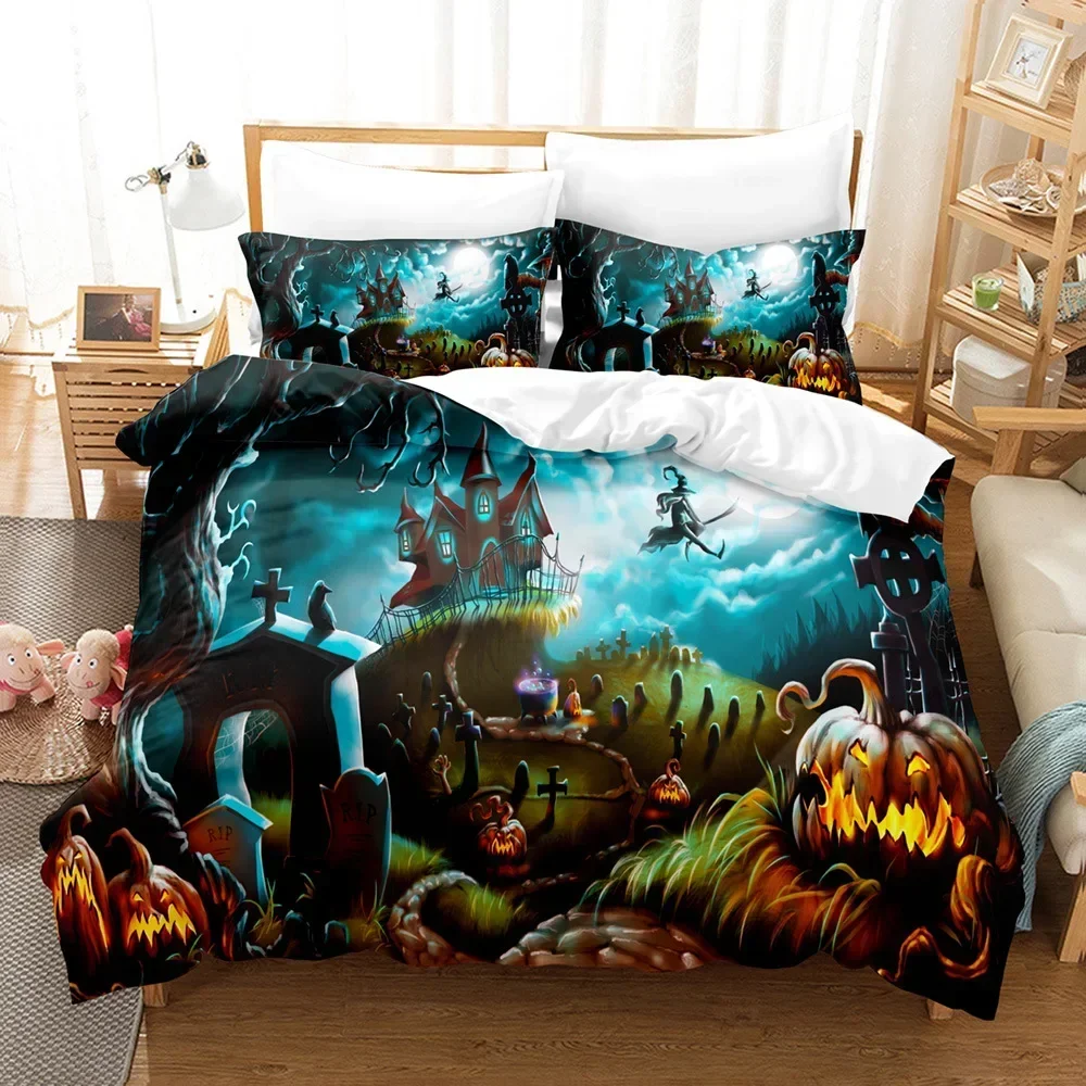 Halloween Cartoon Pumpkin Lantern Castle Bat Comfortable Duvet Quilt Cover Pillowcase Bedding Set Children Bedroom Decoration 
Halloween Cartoon Pumpkin Lantern Castle Bat Comfortable Duvet Quilt Cover Pillowcase Bedding Set Children Bedroom Decoration