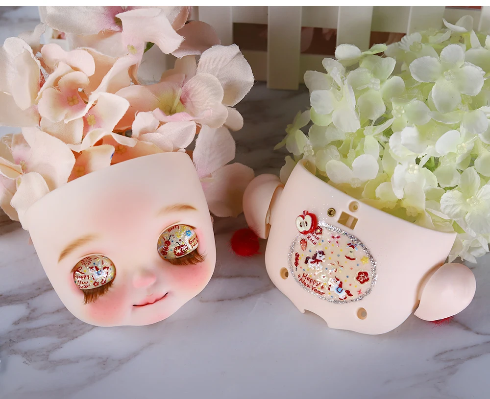Custom Neo Blythe Doll Faceplate with Hand-Painted Makeup & Pull String 11 Custom Neo Blythe Doll Faceplate with Hand-Painted Makeup & Pull String 11