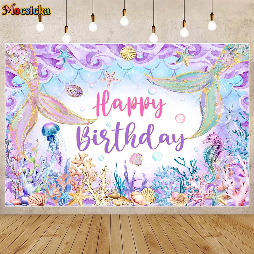 Mocsicka Mermaid Birthday Backdrop Purple Glitter Mermaid Under The Sea Girl Birthday Party Decor Background Custom Banner Props
Mocsicka Mermaid Birthday Backdrop Purple Glitter Mermaid Under The Sea Girl Birthday Party Decor Background Custom Banner Props