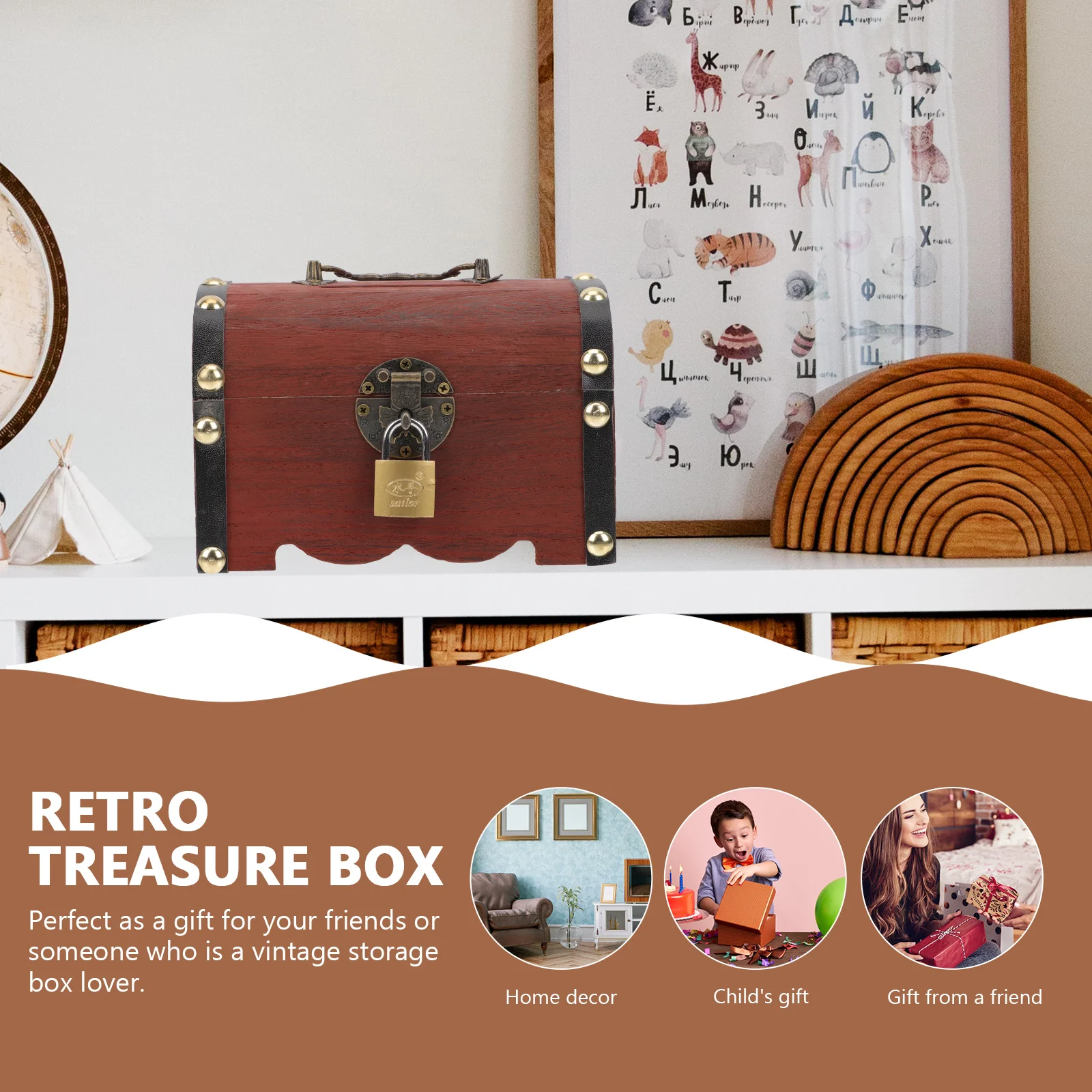 1pcs Wooden Treasure Box Retro Style With Lock Vintage Wood Money Box For Home Saving Storage Case Piggy Bank
1pcs Wooden Treasure Box Retro Style With Lock Vintage Wood Money Box For Home Saving Storage Case Piggy Bank