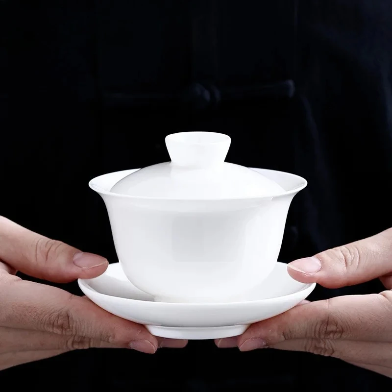 190ml Mutton Fat Jade Three Talents Gaiwan Zen Ceramic Anti-scald Cover Bowl Elegant Tea Tureen Tea Maker Chinese Teaware Craft
190ml Mutton Fat Jade Three Talents Gaiwan Zen Ceramic Anti-scald Cover Bowl Elegant Tea Tureen Tea Maker Chinese Teaware Craft