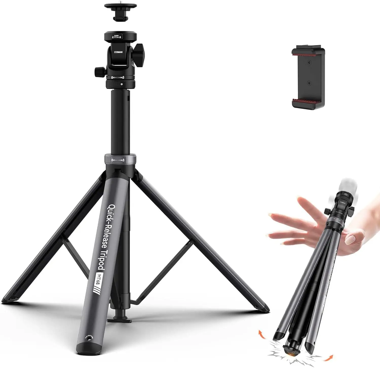 83.4" Auto Open Light Stand, Portable Photography Tripod with Quick Release Ball Head, 1/4" Screw, for Video Light DSLR Camera
83.4" Auto Open Light Stand, Portable Photography Tripod with Quick Release Ball Head, 1/4" Screw, for Video Light DSLR Camera