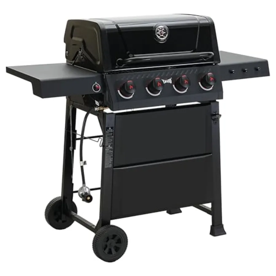 Outdoor propane BBQ grill for deck and patio use, enameled coated chamber body and porcelain-enameled grates, black, 36000 BTU
Outdoor propane BBQ grill for deck and patio use, enameled coated chamber body and porcelain-enameled grates, black, 36000 BTU