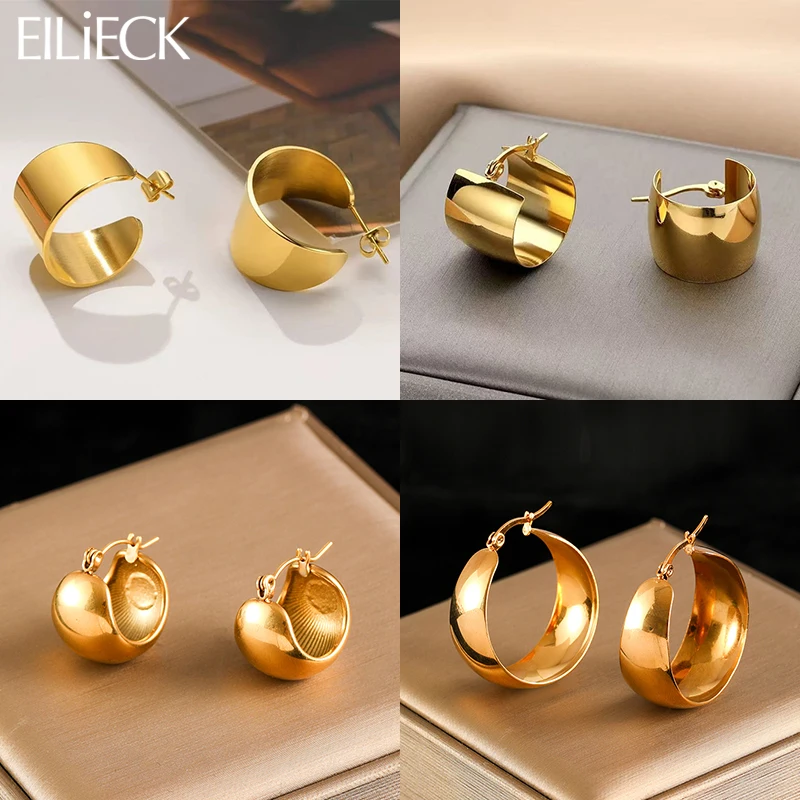 EILIECK 316L Statement Stainless Steel Geometric Hoop Earrings Jewelry for Women Trendy Metal Texture Golden 18 K Earrings Gift
EILIECK 316L Statement Stainless Steel Geometric Hoop Earrings Jewelry for Women Trendy Metal Texture Golden 18 K Earrings Gift