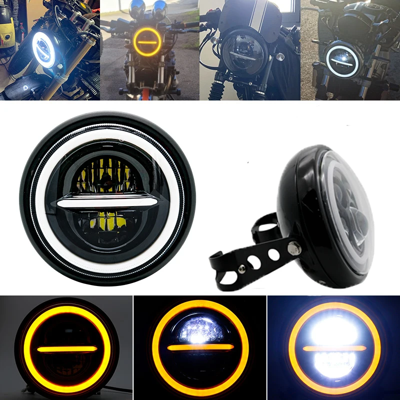 Мотоциклетные 7/7. 5-дюймовые светодиодные фары DRL H4 Дальний/ближний свет фары для Harley BMW Yamha Honda универсальные детали 
Мотоциклетные 7/7. 5-дюймовые светодиодные фары DRL H4 Дальний/ближний свет фары для Harley BMW Yamha Honda универсальные детали
