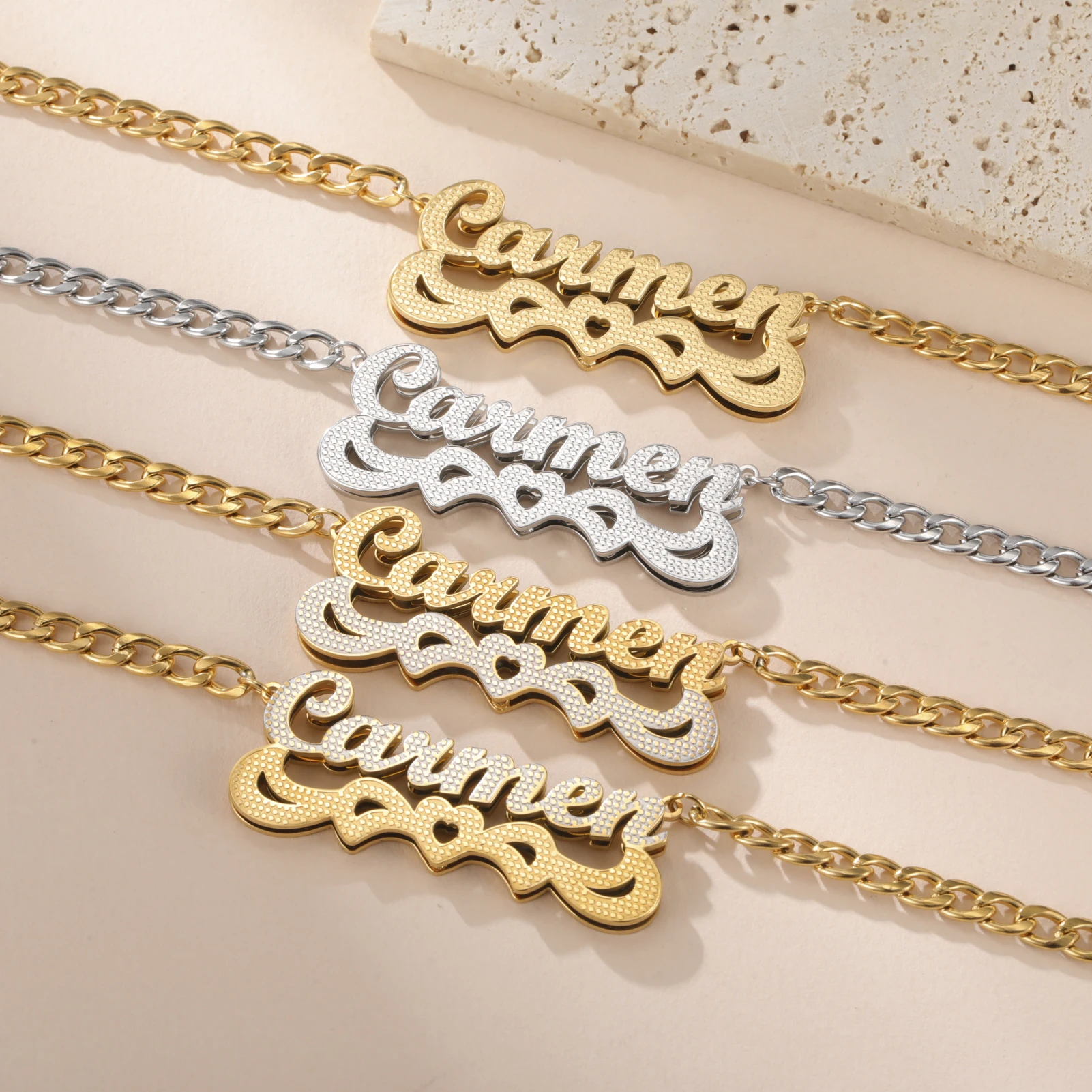 Персонализированное ожерелье с двойными именами и сердцем, 3D двухцветное ожерелье с именем, двойная табличка с именем, ювелирные изделия, подарки для женщин
Персонализированное ожерелье с двойными именами и сердцем, 3D двухцветное ожерелье с именем, двойная табличка с именем, ювелирные изделия, подарки для женщин