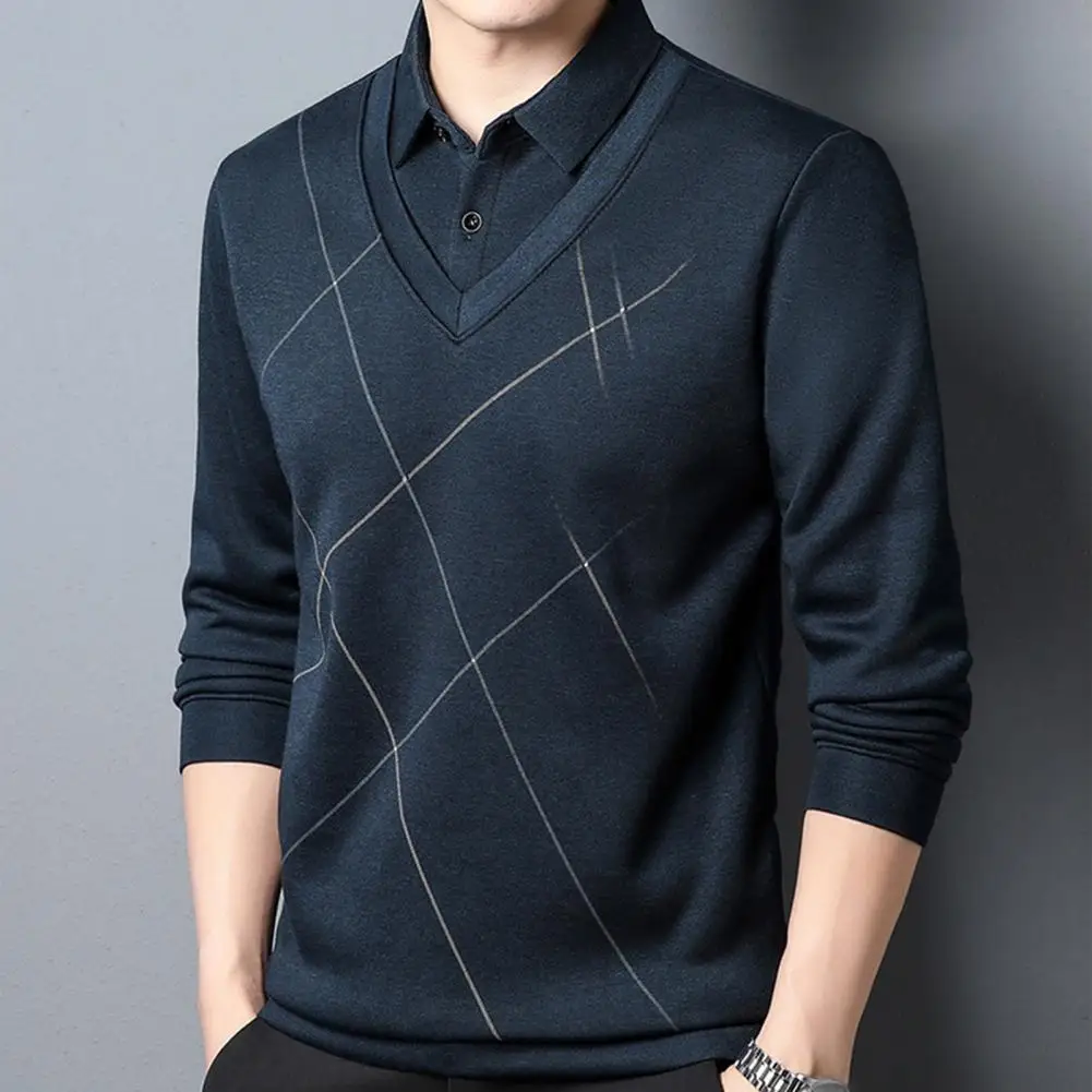 Loose Fit Men Top Business Style Men's Pullover with Fake Two-piece Design Turn-down Collar Printed Solid for Winter for Men
Loose Fit Men Top Business Style Men's Pullover with Fake Two-piece Design Turn-down Collar Printed Solid for Winter for Men