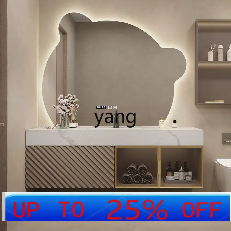 LHH log color bathroom cabinet modern simple wash basin rock slab washstand
LHH log color bathroom cabinet modern simple wash basin rock slab washstand