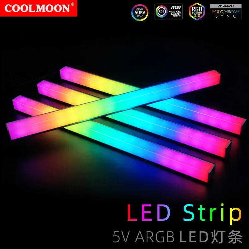CoolMoon 5V ARGB Light Bar 30 см двухсторонняя атмосферная световая полоса AURA Symphony для украшения игрового шкафа из алюминия
CoolMoon 5V ARGB Light Bar 30 см двухсторонняя атмосферная световая полоса AURA Symphony для украшения игрового шкафа из алюминия