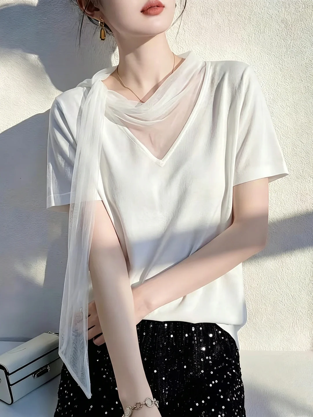 Laid-back Style Short Sleeve T-shirt Mesh Splicing Design Summer Fashion Slimming Top Versatile Casual Wear Commute Style Pur...
Laid-back Style Short Sleeve T-shirt Mesh Splicing Design Summer Fashion Slimming Top Versatile Casual Wear Commute Style Pur...