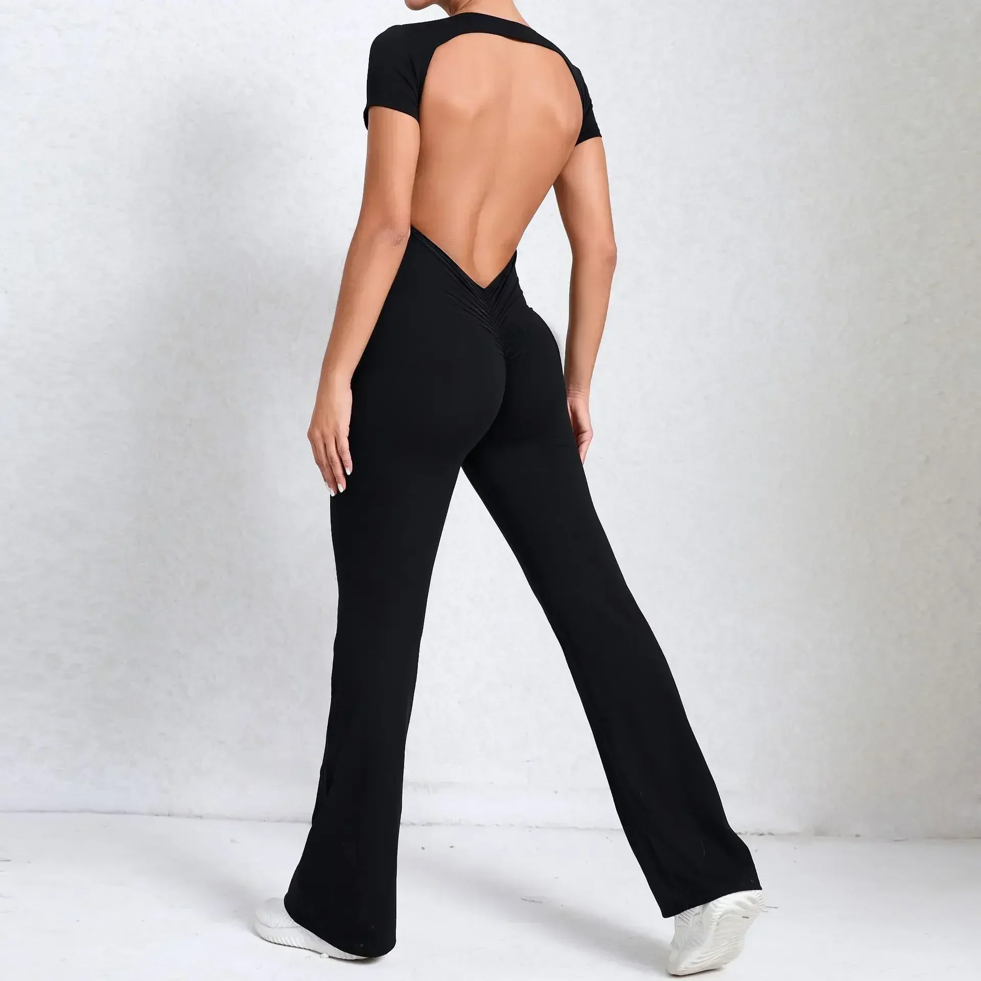 Sexy Backless Scrunch Flared Jumpsuits Women One Piece Sportswear Yoga Clothes Short Sleeve Fitness Overalls Female Sport Outfit
Sexy Backless Scrunch Flared Jumpsuits Women One Piece Sportswear Yoga Clothes Short Sleeve Fitness Overalls Female Sport Outfit