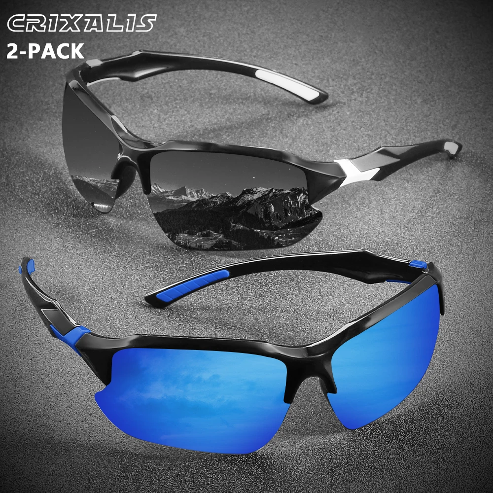 CRIXALIS 2PCS Outdoor Sport Sunglasses Men Women Anti-glare Driving Cycling Sun Glasses Male Trendy Travel Mirror Shades UV400 
CRIXALIS 2PCS Outdoor Sport Sunglasses Men Women Anti-glare Driving Cycling Sun Glasses Male Trendy Travel Mirror Shades UV400
