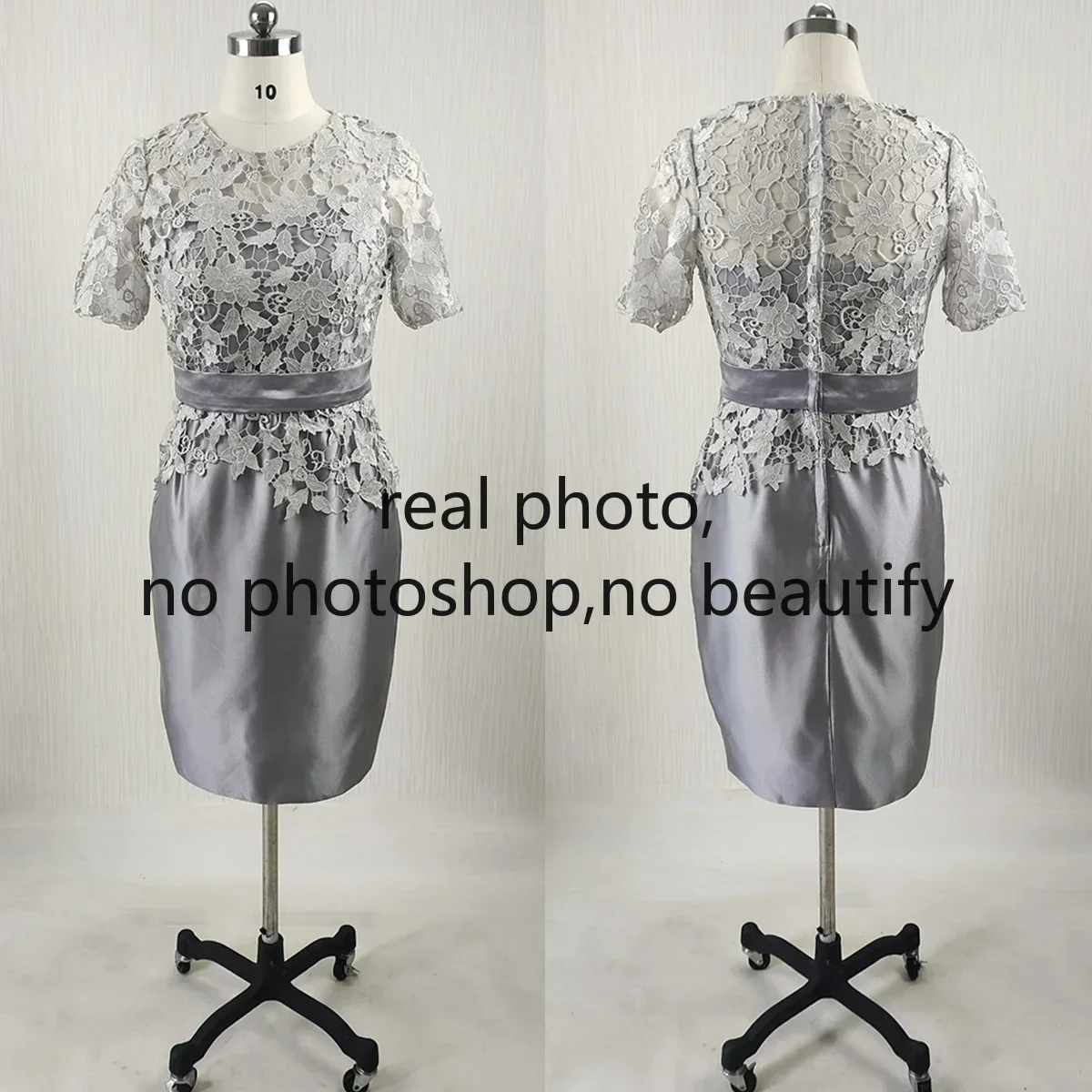 Real Photo Customized Evening Dress Gray Satin O-neck Short Sleeves Mermaid Knee-length Plus size Woman Party FOrmal Gown 7552
Real Photo Customized Evening Dress Gray Satin O-neck Short Sleeves Mermaid Knee-length Plus size Woman Party FOrmal Gown 7552